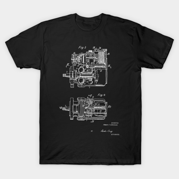 Control Mechanism for Adjusting the Fuel Engine Vintage Patent Hand Drawing T-Shirt by TheYoungDesigns